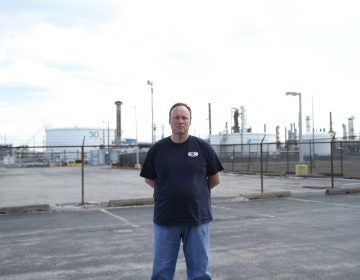 Ryan O’Callaghan is president of the United Steelworkers Local 10-1, which represents 640 union workers at Philadelphia Energy Solutions. The 150-year-old refinery is shutting down later this month after a fire destroyed one of its units. (Ximena Conde/WHYY)