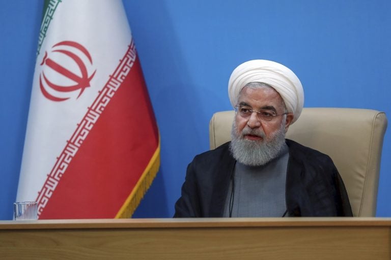 This is a photo released by the official website of the office of the Iranian Presidency, President Hassan Rouhani , in Tehran, Iran, Tuesday, June 25, 2019.  (Iranian Presidency Office via AP)