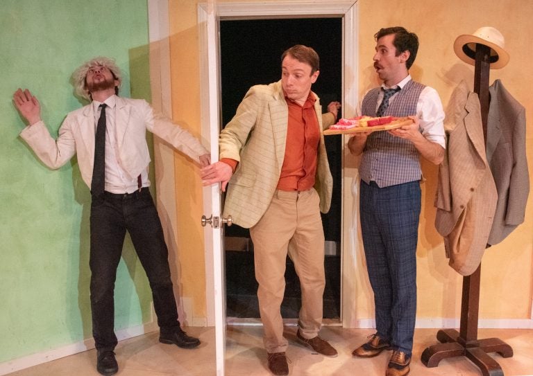 In Quintessence Theatre Group's production of 'One Man, Two Guvnors,' (from left) Desmond Confoy, Jered McLenigan and Sean Close. (Courtesy of Linda Johnson) 