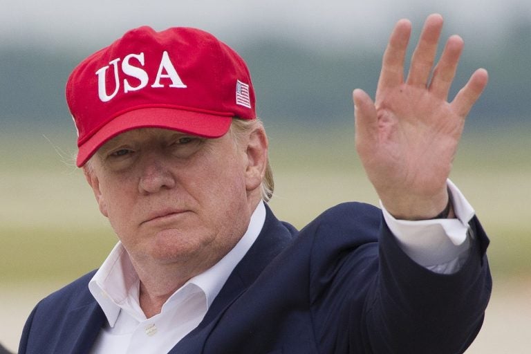 President Donald Trump waves as he steps off Air Force One after arriving, Friday, June 7, 2019, at Andrews Air Force Base, Md.  (AP Photo/Alex Brandon)