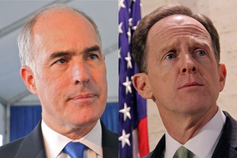 U.S. Senators Bob Casey and Pat Toomey of Pennsylvania. (Emma Lee/WHYY)