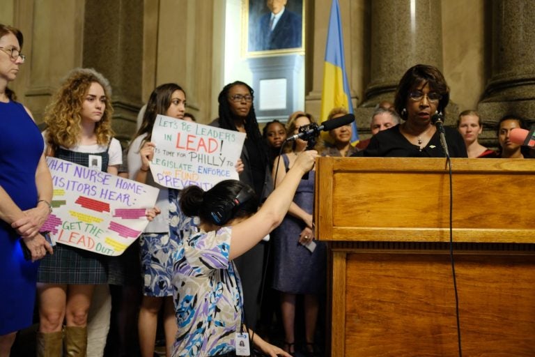 City Council member Blondell Reynolds Brown advocates for her bill requiring universal lead checks for rental units at a June 6, 2019 press conference. (David Kim)