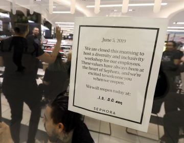 Sephora closiedng its U.S. stores for an hour Wednesday, June 5, 2019. to host inclusion workshops for its employees. (AP Photo/Richard Drew)