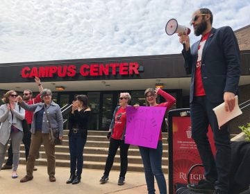 A union leader said the next step is a fight for healthcare benefits for Rutger's part-time lecturers. (Joe Hernandez/WHYY)
