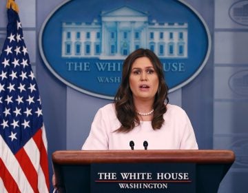 White House press secretary Sarah Sanders conducts a news briefing at the White House in April 2018. (Chip Somodevilla/Getty Images)