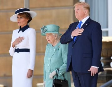 President Trump and first lady Melania Trump were welcomed to the U.K. by Queen Elizabeth II in a ceremony Monday at Buckingham Palace. (Toby Melville/Reuters)