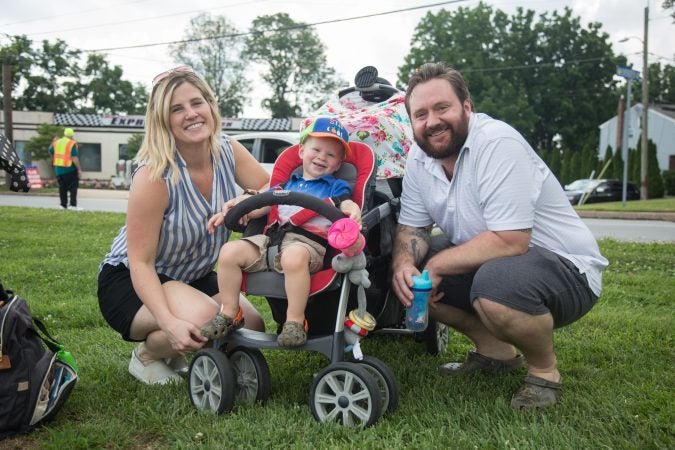 Mallory and Brian Welsh came with their son Michael Patrick, 2, and newborn Grace from Glen Mills, Pa. Mallory says the family chose the Marple Newtown parade because it’s the only parade in Delaware County with a marketed “quiet zone.