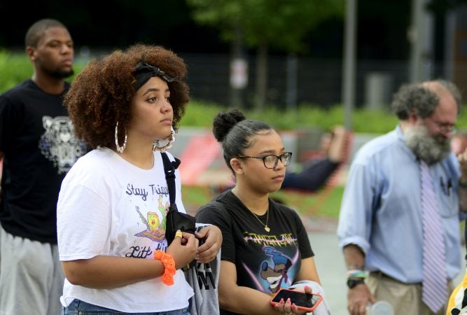 Alexandria Herrera attends Stand 4 Peace anti gun-violence rally in Love park. (Bastiaan Slabbers for WHYY)