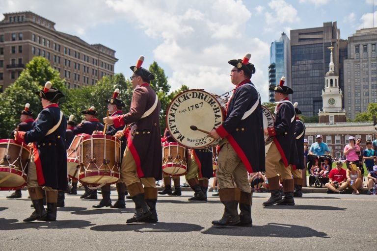 Marchers celebrate Fourth of July at Philadelphia’s Independence Day parade. (Kimberly Paynter/WHYY)