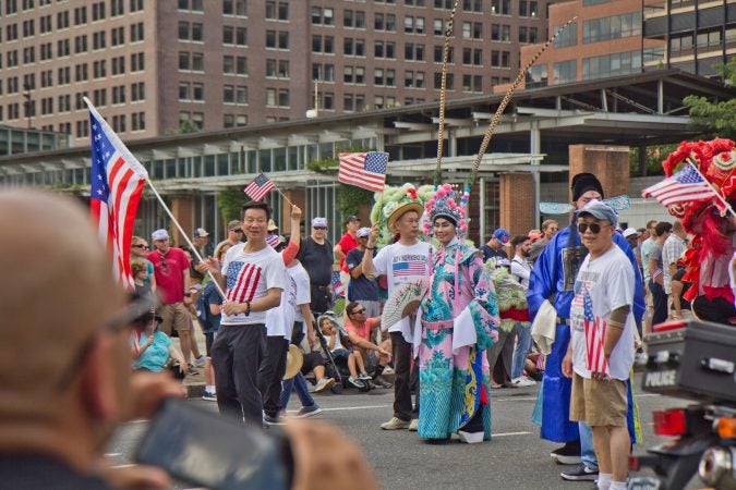Marchers celebrate Fourth of July at Philadelphia’s Independence Day parade. (Kimberly Paynter/WHYY)