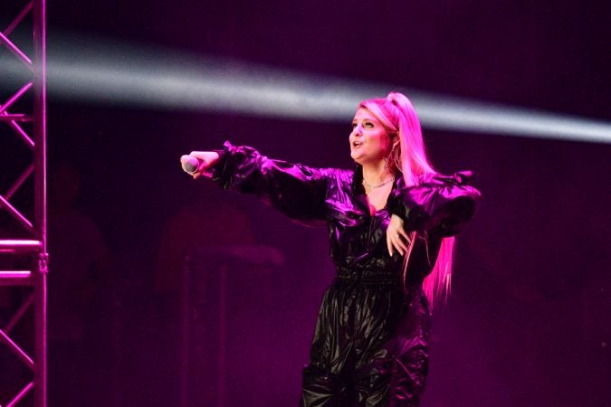 Meghan Trainor performs at the Welcome America festival on the parkway. (Bastiaan Slabbers for WHYY)