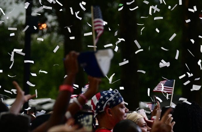 Thousands celebrate at the Welcome America festival on the parkway with a free concert and fireworks over the Art Museum on Independence Day. (Bastiaan Slabbers for WHYY)