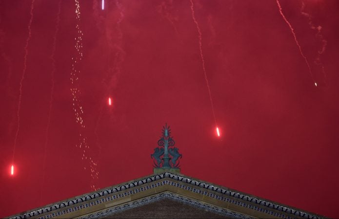 Fireworks over the Art Museum close out the 2019 Independence Day celebrations on the Parkway. (Bastiaan Slabbers for WHYY)