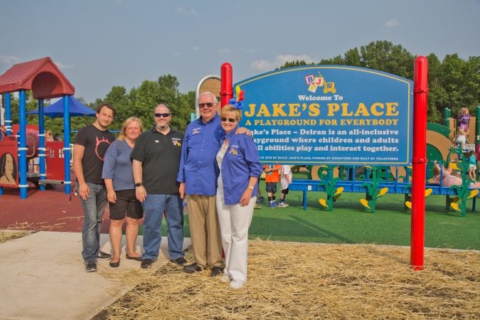 The Cummings and Nasto families are the founders of Jake’s Place playgrounds. (Kimberly Paynter/WHYY)