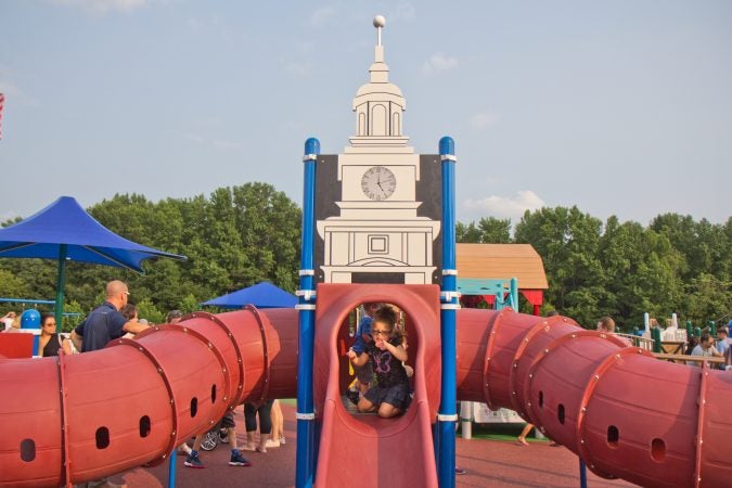 An Independence Hall slide at Jake's Place in Delran, N.J. (Kimberly Paynter/WHYY)