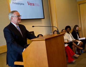 Philadelphia Mayor Jim Kenney voices support for the expansion of the SAFE Network to Philly, where it will offer legal representation for immigrants facing deportation. (Kimberly Paynter/WHYY)