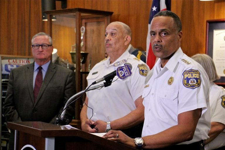 Philadelphia Police Commissioner Richard Ross answers reporters questions about an investigation into racist Facebook posts by active duty police officers. (Emma Lee/WHYY)