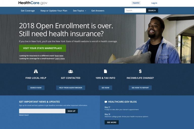 This May 21, 2018 image shows the main page of the healthcare.gov website. (HealthCare.gov via AP)