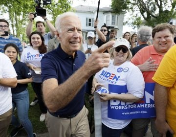 Former vice president and Democratic presidential candidate Joe Biden greets supporters before walking in the Independence Fourth of July parade, Thursday, July 4, 2019, in Independence, Iowa. (Charlie Neibergall/AP Photo)