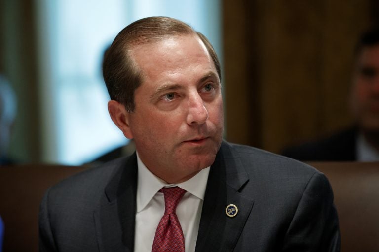 In this Tuesday, July 16, 2019, file photo, Health and Human Services Secretary Alex Azar pauses while speaking during a Cabinet meeting at the White House, in Washington. (Alex Brandon/AP Photo)