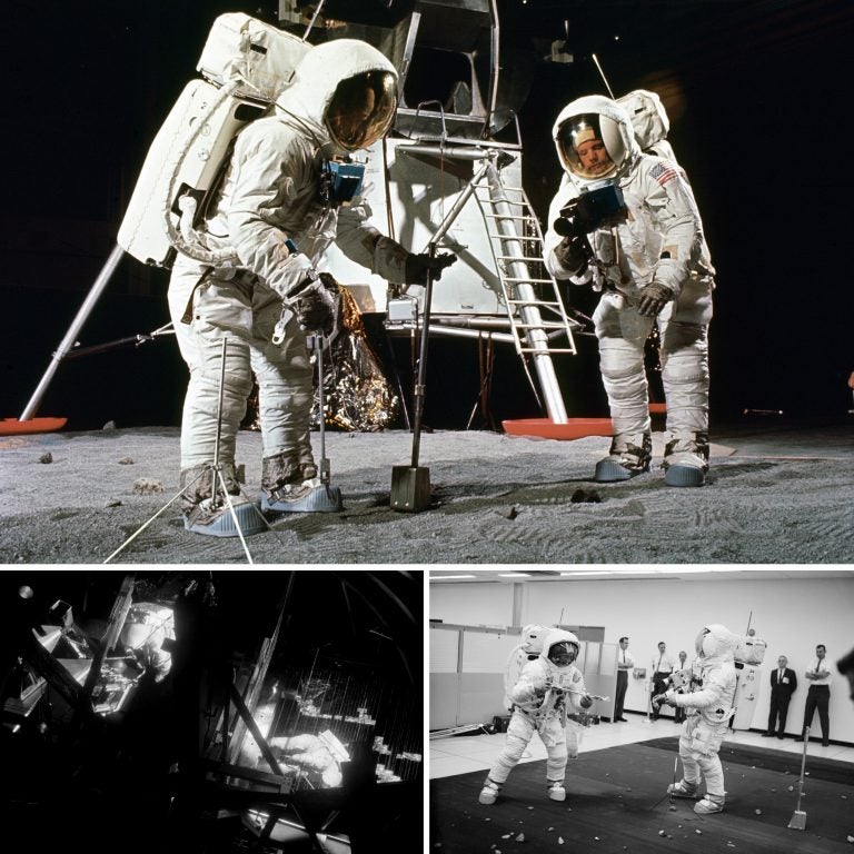 The astronauts of Apollo 11 train in various simulations. (NASA)