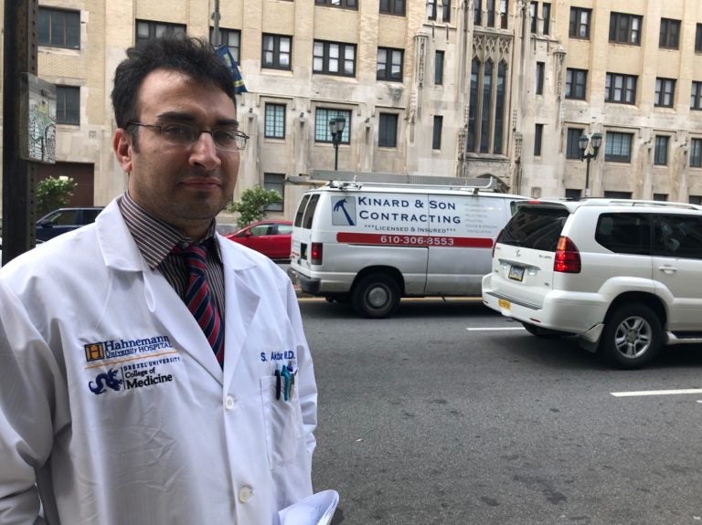 Siddique Akbar, a second-year nephrology fellow at Hahnemann, is concerned about uprooting his family if he has to find a new placement out of town. (Nina Feldman/WHYY)