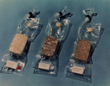 Some of the space food that was scheduled to be carried on the Apollo 11 lunar landing mission included (from left to right): chicken and vegetables, beef hash, and beef and gravy. (Bettmann/Bettmann Archive)