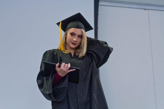 Taylor Chybinski received a scholarship to a beauty school, a career she’s planning to pursue post graduation. (Kimberly Paynter/Keystone Crossroads)