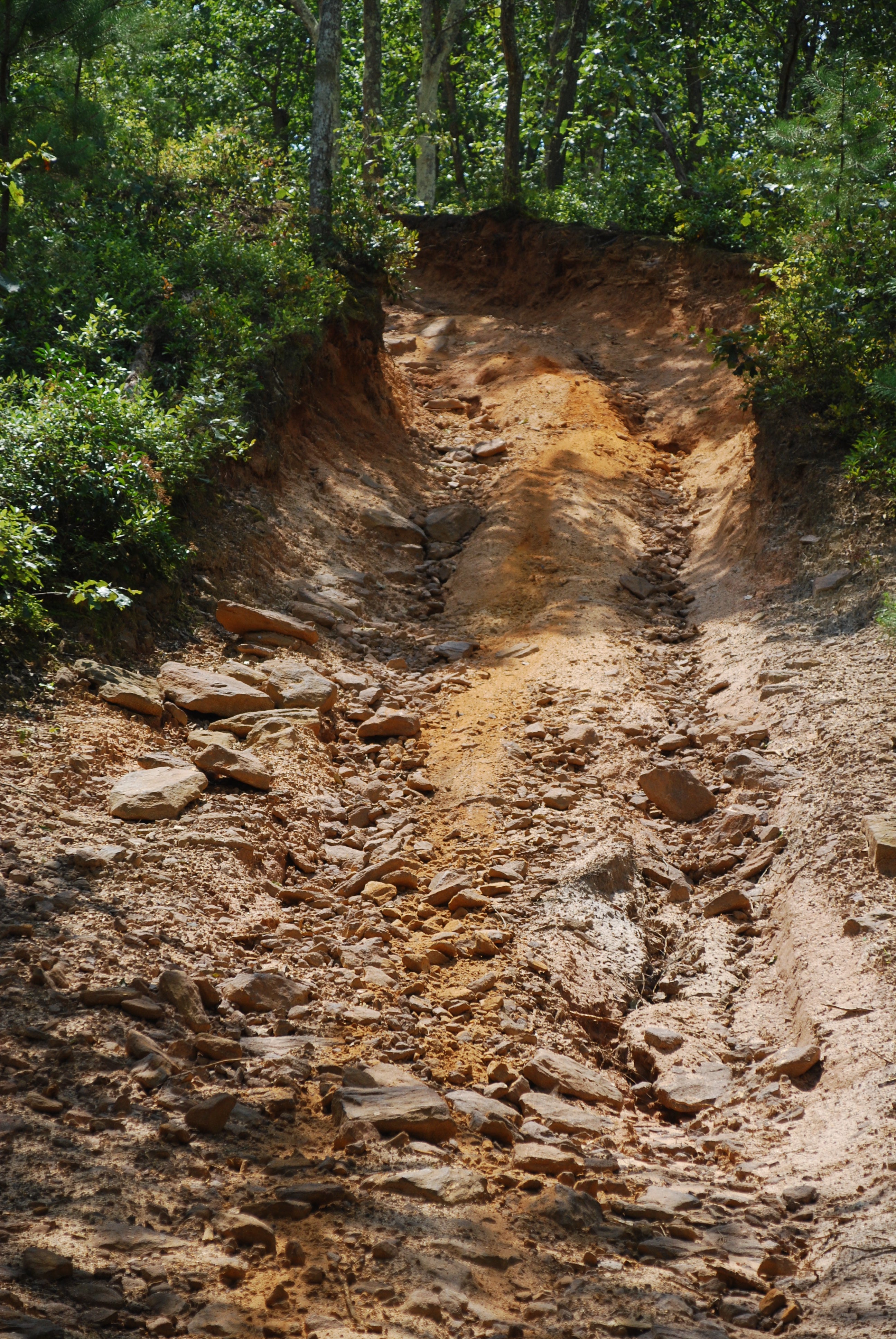 A eroded trail at Mount Tabor