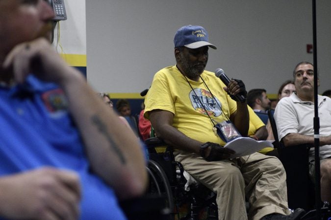 The refinery advisory group meets with neighbors and activists during the first of a series of community meetings (Bastiaan Slabbers for WHYY)