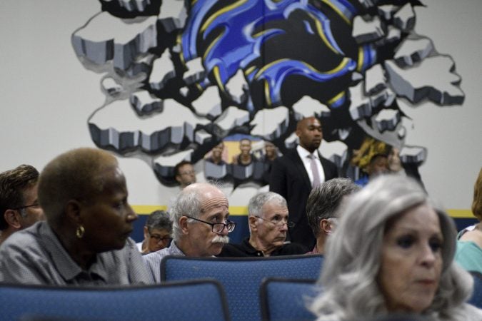 Community members in the audience listen during the first public meeting of the Philadelphia Energy Solutions refinery advisory group (Bastiaan Slabbers for WHYY)