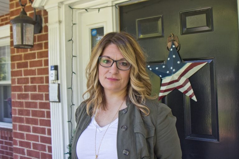 Christa Hayburn, a former PPD officer, at her home in Philadelphia. (Kimberly Paynter/WHYY)