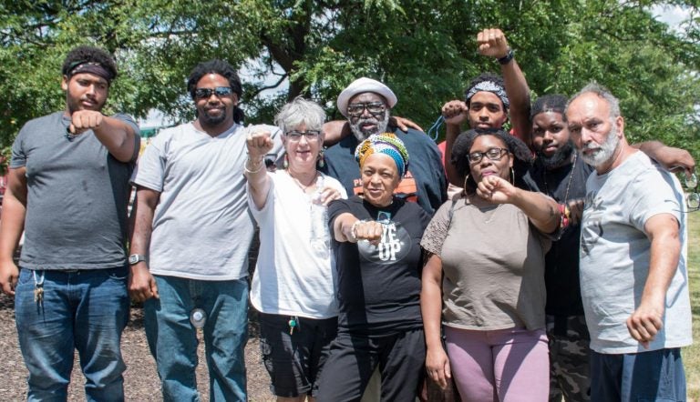 Pam Africa, third from right, and MOVE sympathizers traveled on Friday to SCI Dallas in Luzerne County to visit ailing Delbert Africa. (Courtesy of Joe Piette)