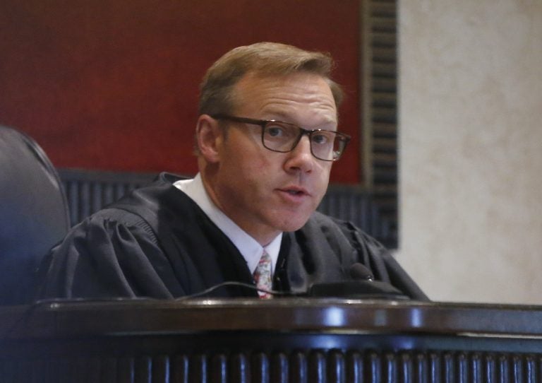 In this Monday, July 8, 2019 file photo, Judge Thad Balkman speaks during Oklahoma's case blaming consumer products giant Johnson & Johnson and its subsidiaries for the state's opioid drug crisis, in Norman, Okla. (Sue Ogrocki/AP Photo, File)