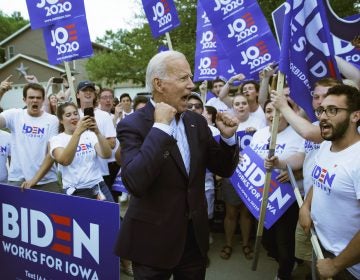 Former Vice President and Democratic presidential candidate Joe Biden meets with supporters before speaking at the Iowa Democratic Wing Ding at the Surf Ballroom, Friday, Aug. 9, 2019, in Clear Lake, Iowa. (John Locher/AP Photo)