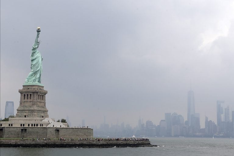 This photo shows the Statue of Liberty on a stormy afternoon in New York on Wednesday, Aug. 14, 2019. (Kathy Willens/AP Photo)