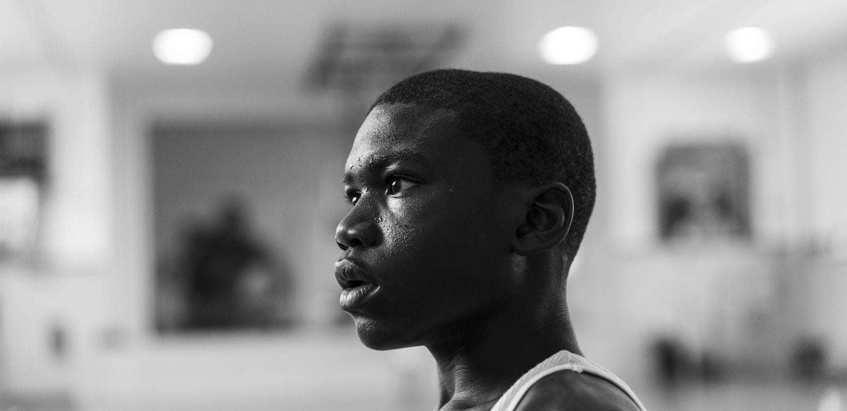 Qu-ran, 13, at basketball practice at Gathers. (Jessica Kourkounis for Keystone Crossroads)