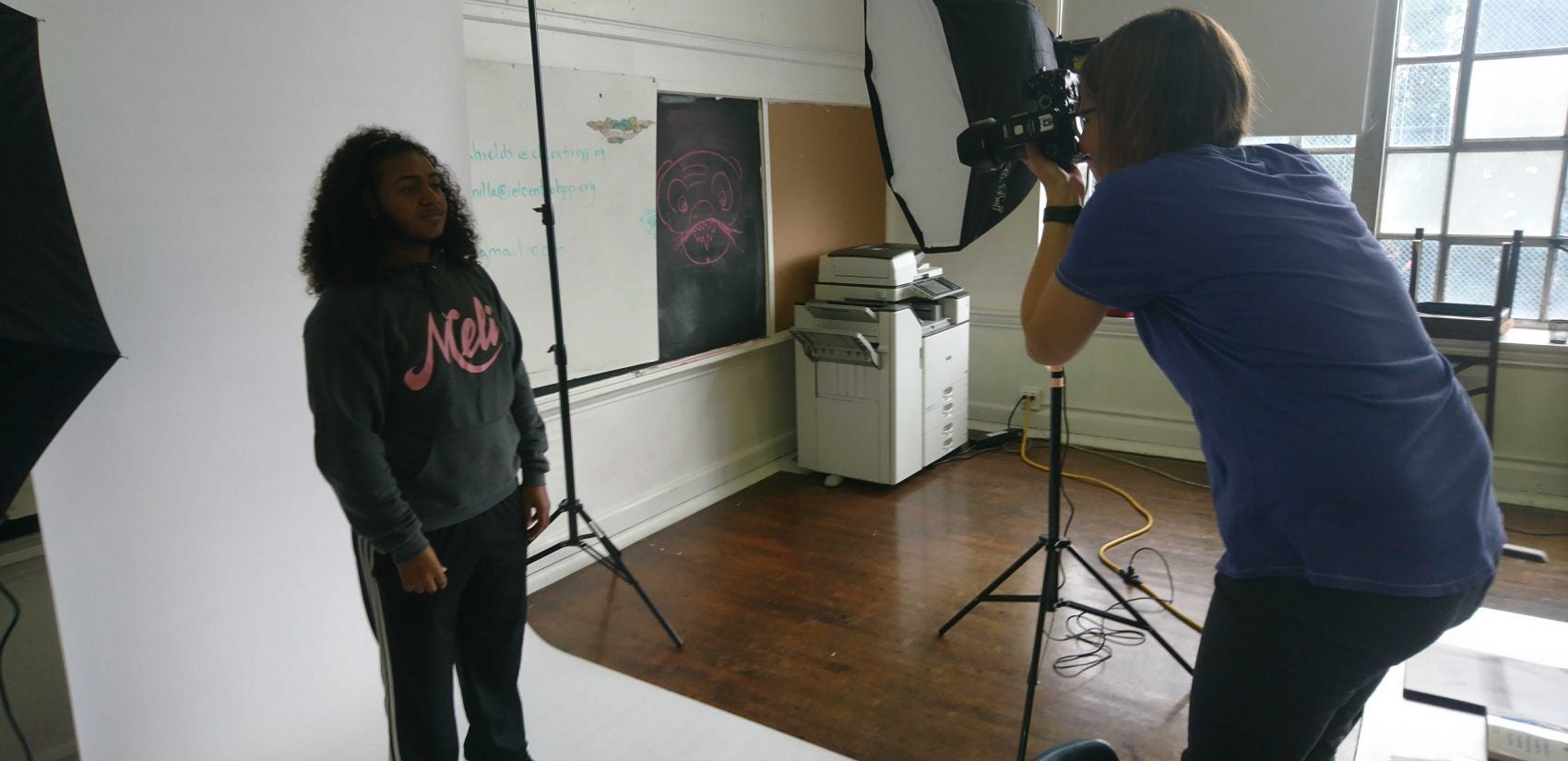 Joshua Martinez has his portrait taken at El Centro by our photographer. (Kevin McCorry/Keystone Crossroads)