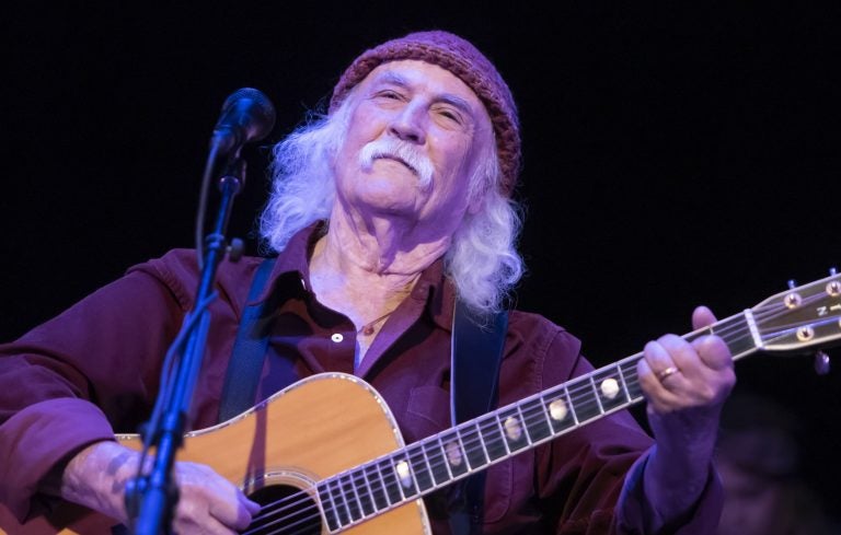 Two-time Rock and Roll Hall of Fame inductee David Crosby closes out the Philadelphia Folk Festival with a Sunday night performance. (Jonathan Wilson for WHYY)