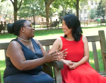 Working Families Party candidate Kendra Brooks, (left), and Philadelphia City Councilwoman Helen Gym, (right), pictured here in an endorsement video posted to Facebook (Kendra for Philly/Facebook)