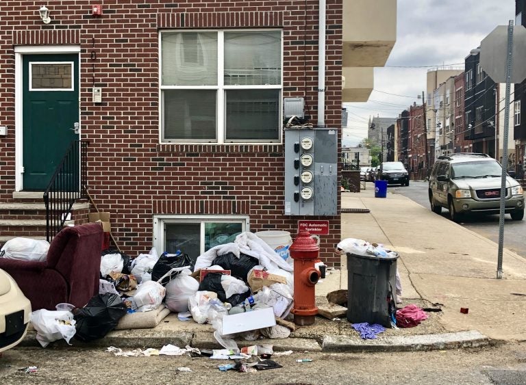 The 1900 block of North Gratz Street in North Philadelphia, home of the most ticketed sidewalks in the city (Max Marin/Billy Penn)