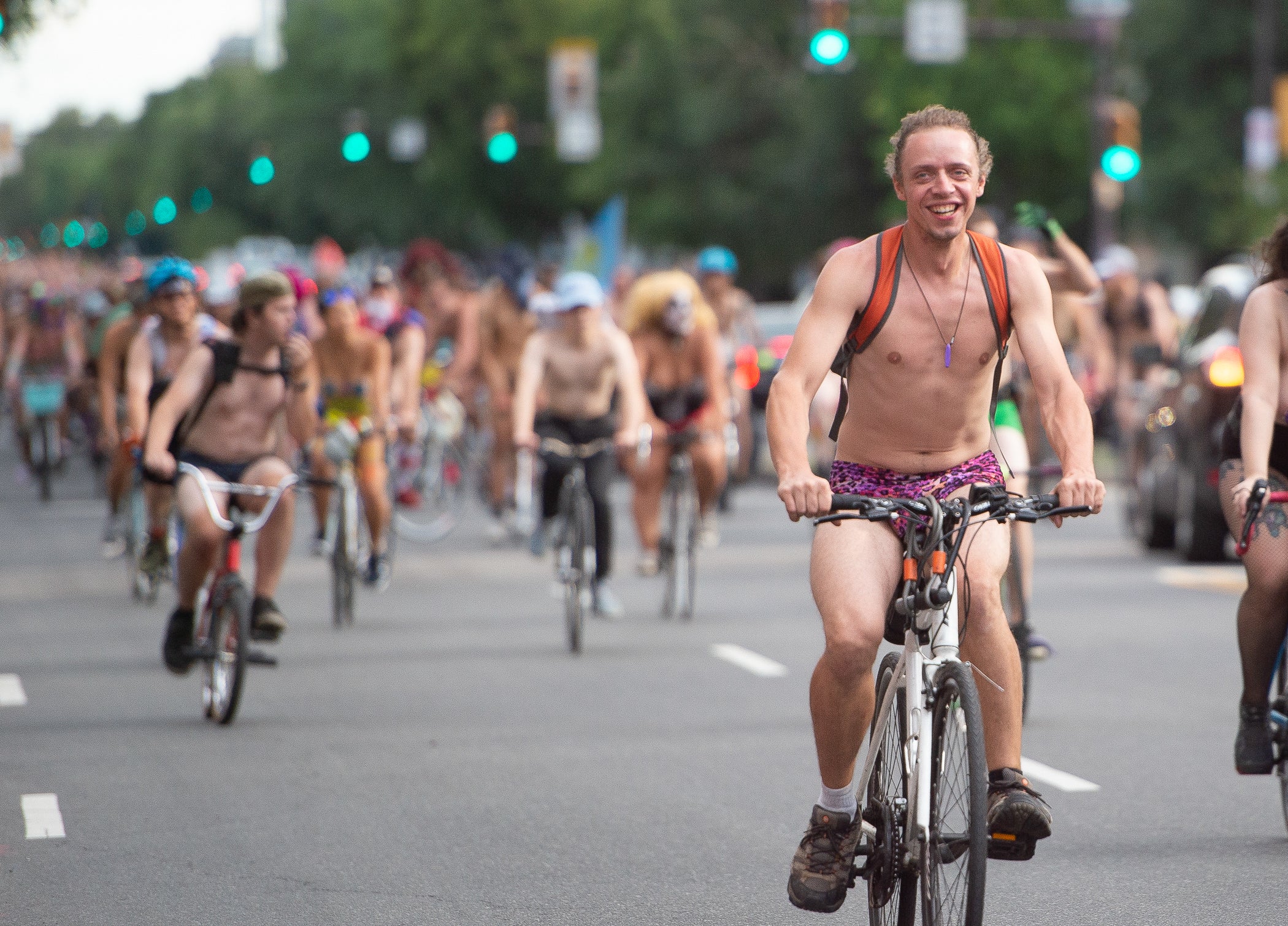 Philly Naked Bike Ride: Riders in various states of undress cruise