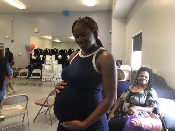 The Harper’s Heart giveaway in August at the Kingswood Community Center in Northeast Wilmington. (Cris Barrish/WHYY)