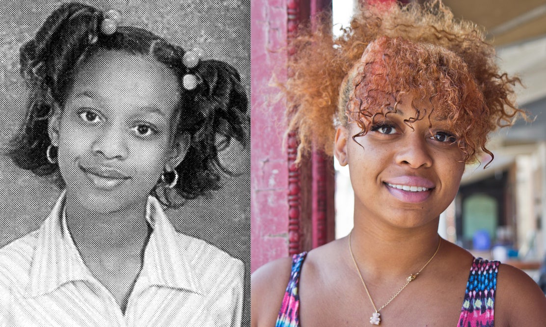 Jayuana Bullard in sixth grade in 2005 (left) and again in 2019. (Kimberly Paynter/Keystone Crossroads)