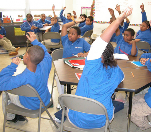Early KIPP Philadelphia students wore blue school uniforms, unless they were in trouble. (Photo provided by KIPP Philadelphia Schools)