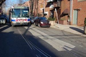 A SEPTA bus on the street.