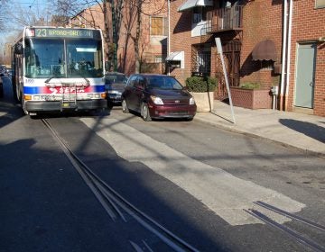 A SEPTA bus on the street.