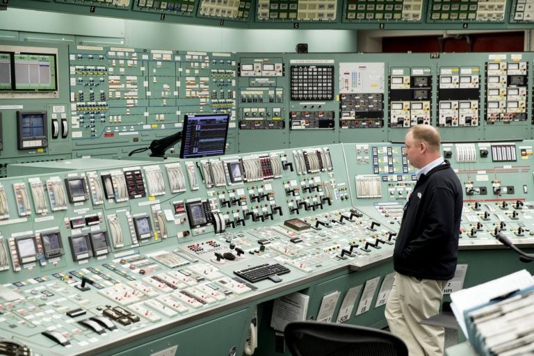 This May 22, 2017, file photo, shows the control room at the Three Mile Island nuclear power plant in Middletown, Pa. (AP Photo/Matt Rourke, File)