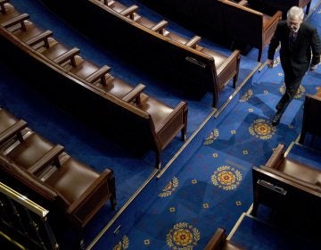 Senate Majority Leader Mitch McConnell of Kentucky walks off the House floor in April. In his chamber, McConnell can decide virtually by himself what the Senate will do — and even what it will consider doing. (Andrew Harnik/AP Photo)