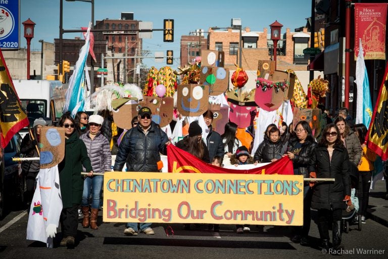 Chinatown children and elders walk for safe routes to parks and schools during Chinatown Connections Parade in 2016. (Rachael Warriner/PCDC)
